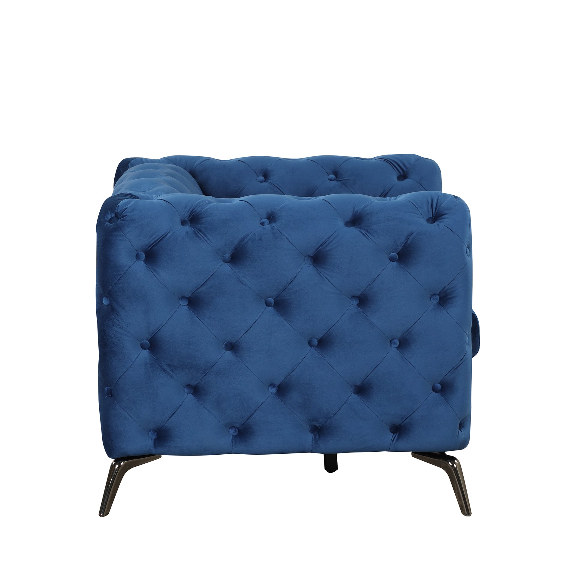 40.5" Velvet Upholstered Accent Sofa,Modern Single Sofa Chair With Button Tufted Back,Modern Single Couch For Living Room,Bedroom,Or Small Space,Blue Blue Foam Velvet