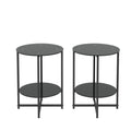 2 Piece Set Black Tempered Glass End Table, Round Coffee Table For Bedroom Living Room Office Black Glass