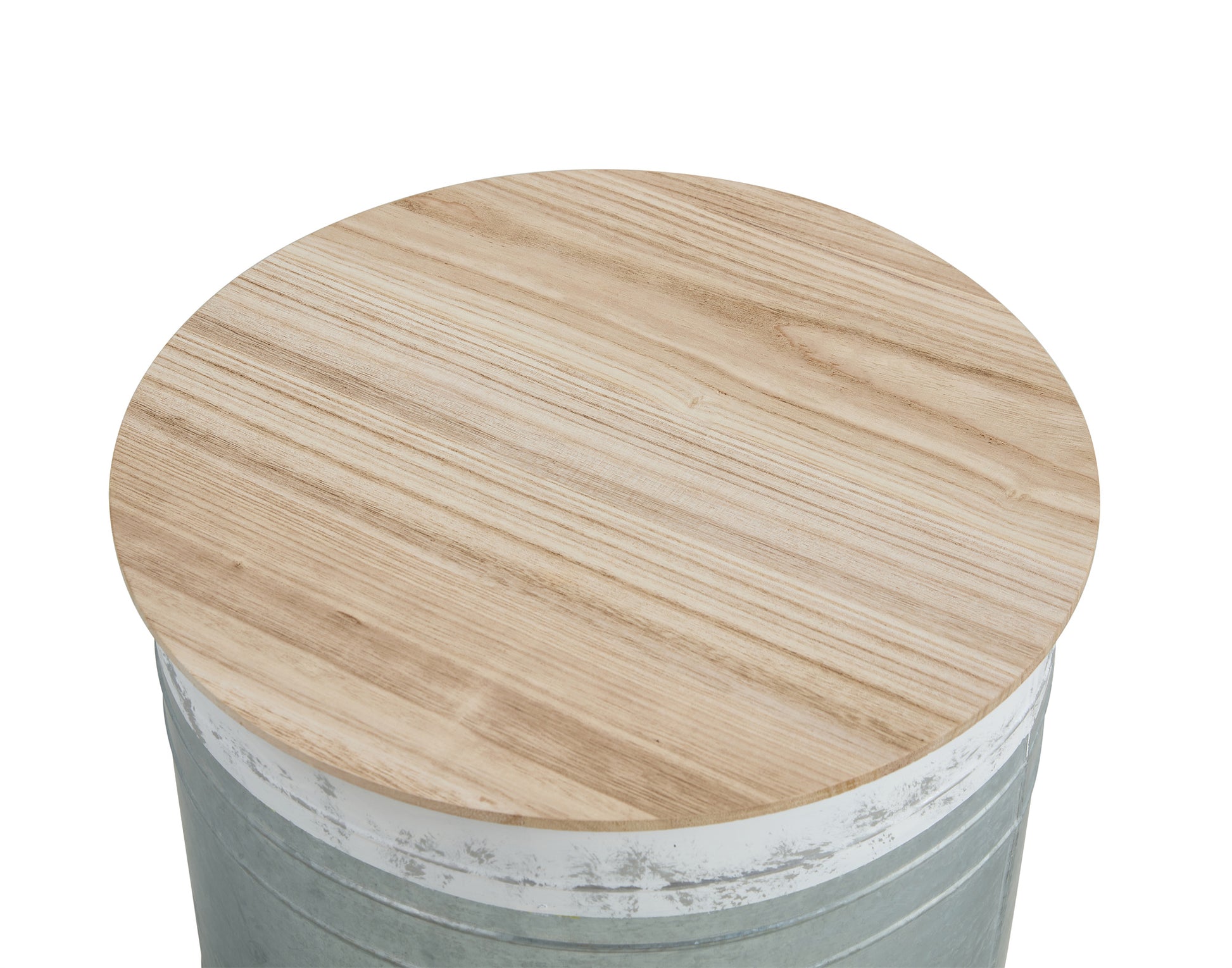 Farmhouse Rustic Distressed Metal Accent Cocktail Table With Wood Top Wht, Set Of 2 Antique White Steel