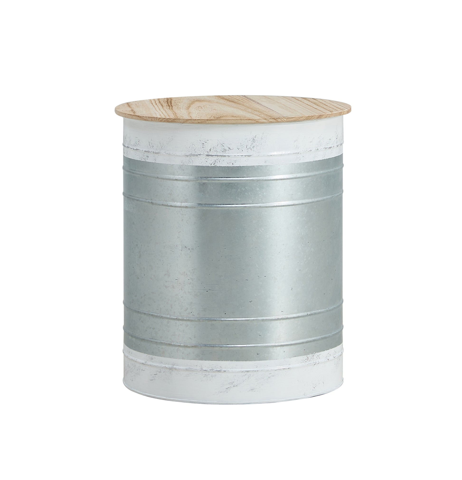 Farmhouse Rustic Distressed Metal Accent Cocktail Table With Wood Top Wht, Set Of 2 Antique White Steel