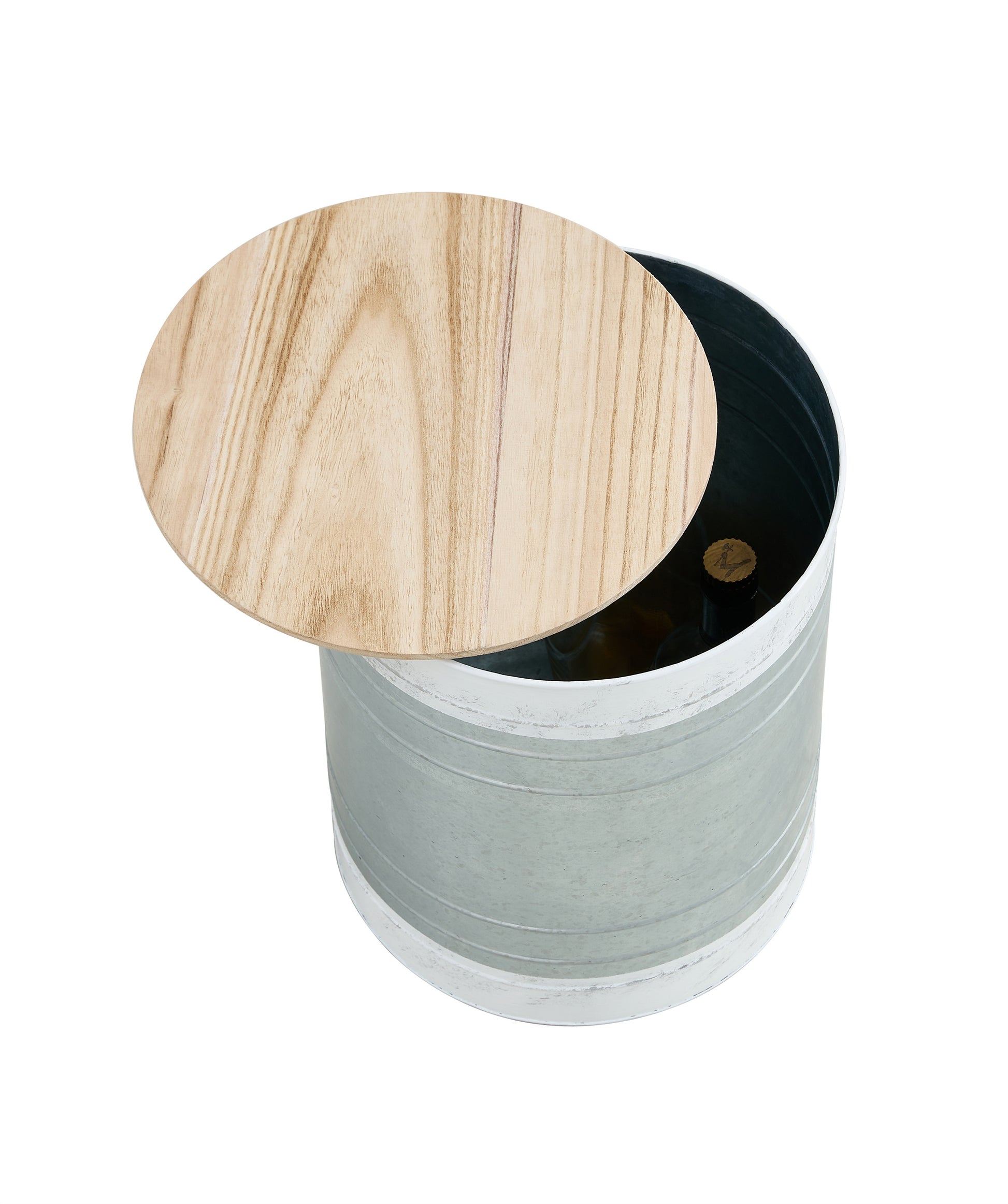 Farmhouse Rustic Distressed Metal Accent Cocktail Table With Wood Top Wht, Set Of 2 Antique White Steel