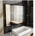 32 X 24 Inch Black Bathroom Mirror For Wall Vanity Mirror With Non Rusting Aluminum Alloy Metal Frame Rounded Corner For Modern Farmhouse Home Decor Black Modern Aluminium