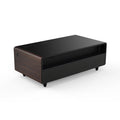 Modern Smart Coffee Table With Built In Fridge, Bluetooth Speaker, Wireless Charging Module, Touch Control Panel, Power Socket, Usb Interface, Outlet Protection, Atmosphere Light, And More, Brown Black Brown Built In Outlets Or Usb Primary Living Space