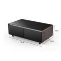 Modern Smart Coffee Table With Built In Fridge, Bluetooth Speaker, Wireless Charging Module, Touch Control Panel, Power Socket, Usb Interface, Outlet Protection, Atmosphere Light, And More, Brown Black Brown Built In Outlets Or Usb Primary Living Space