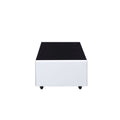 Modern Smart Coffee Table With Built In Fridge, Bluetooth Speaker, Wireless Charging Module, Touch Control Panel, Power Socket, Usb Interface, Outlet Protection, Atmosphere Light, White White Black Built In Outlets Or Usb Primary Living Space