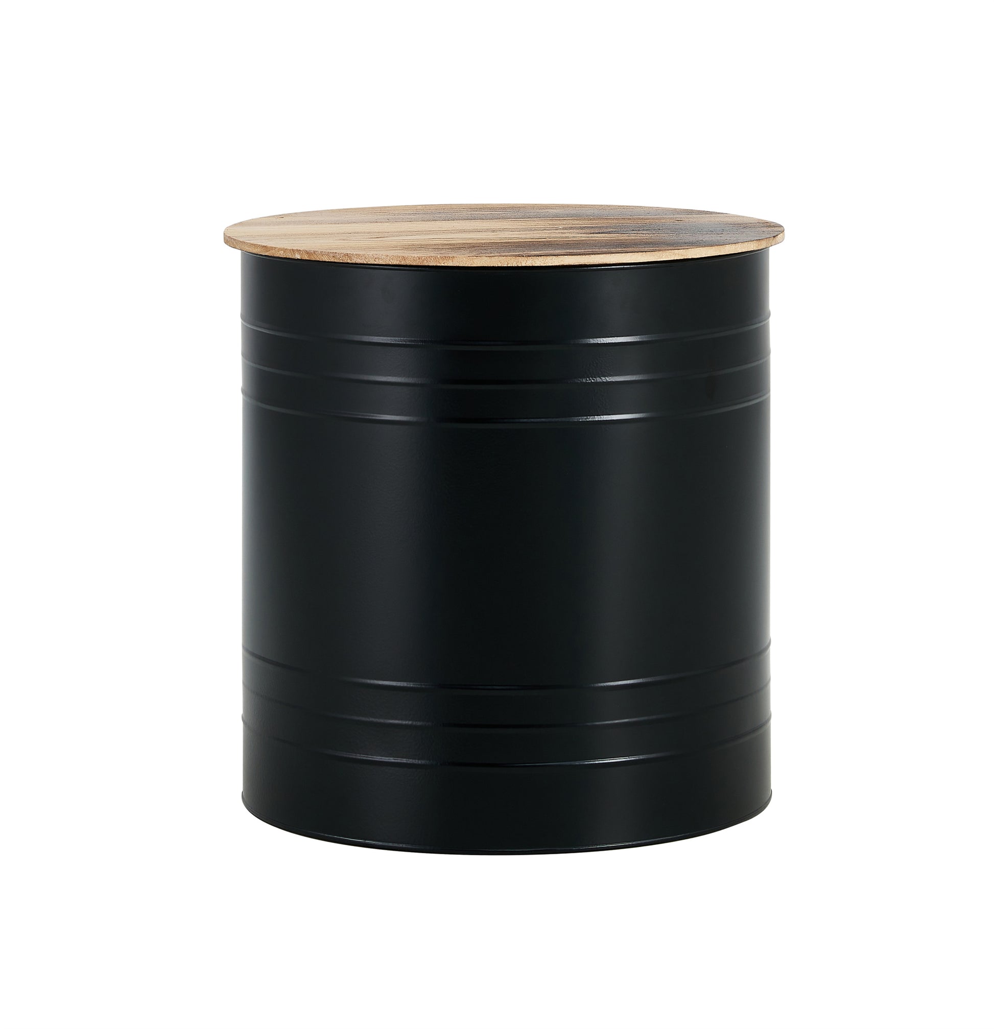 Farmhouse Rustic Distressed Metal Accent Cocktail Table With Wood Top Blk, Set Of 2 Black Steel