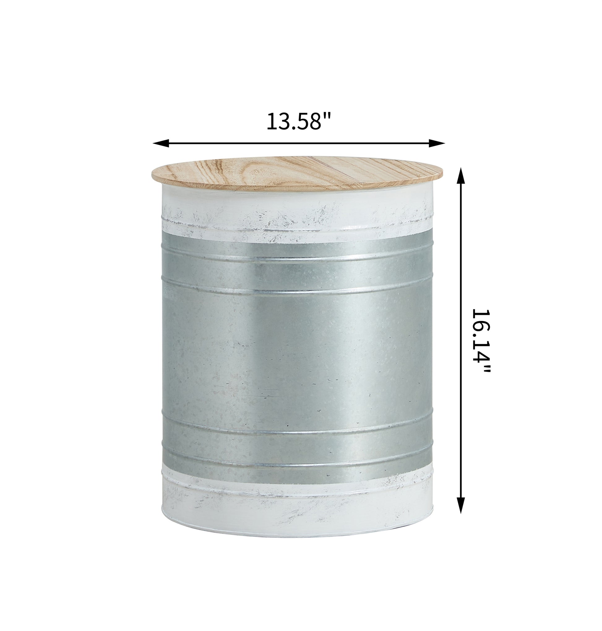 Farmhouse Rustic Distressed Metal Accent Cocktail Table With Wood Top Wht, Set Of 2 Antique White Steel