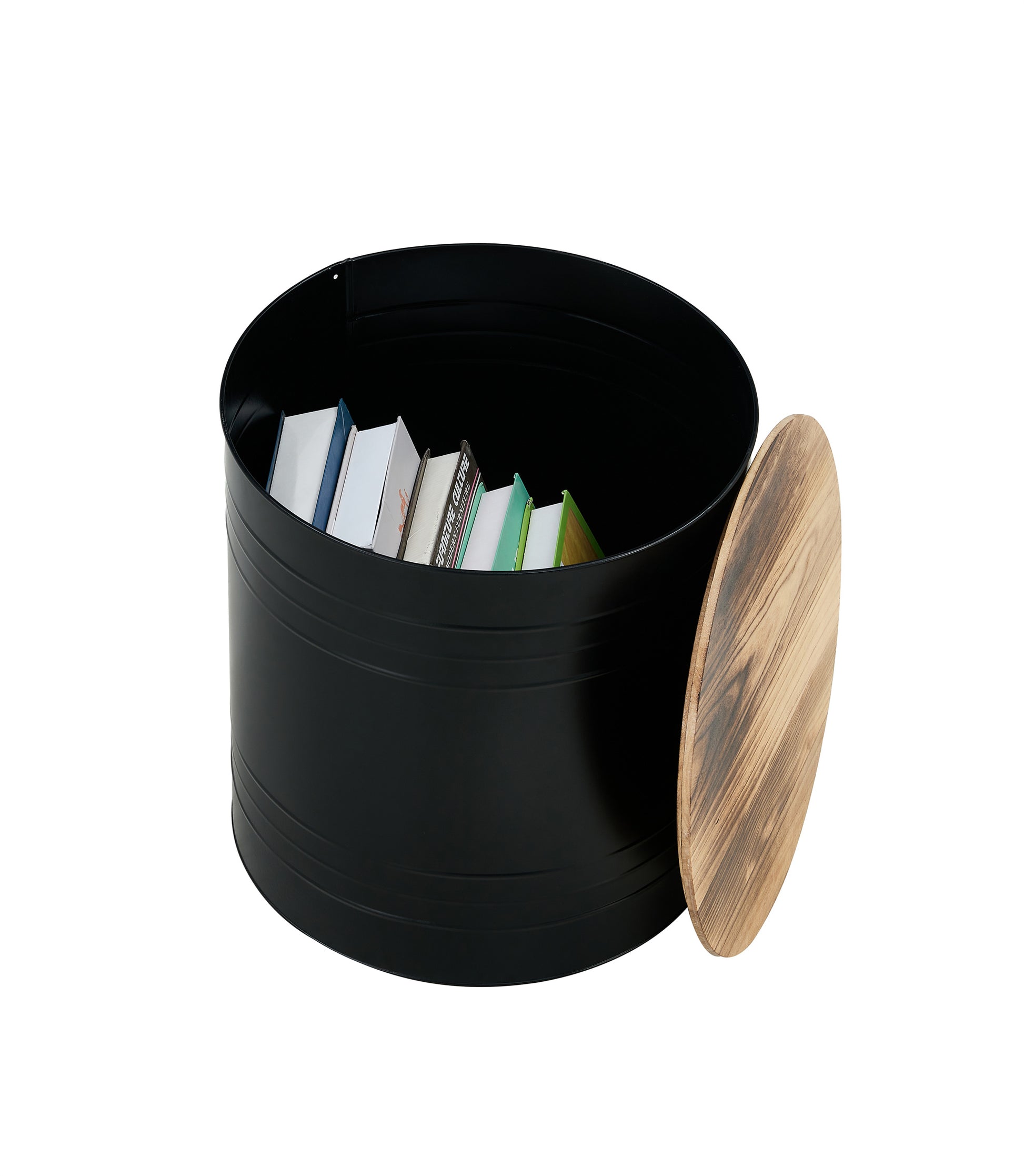 Farmhouse Rustic Distressed Metal Accent Cocktail Table With Wood Top Blk, Set Of 2 Black Steel