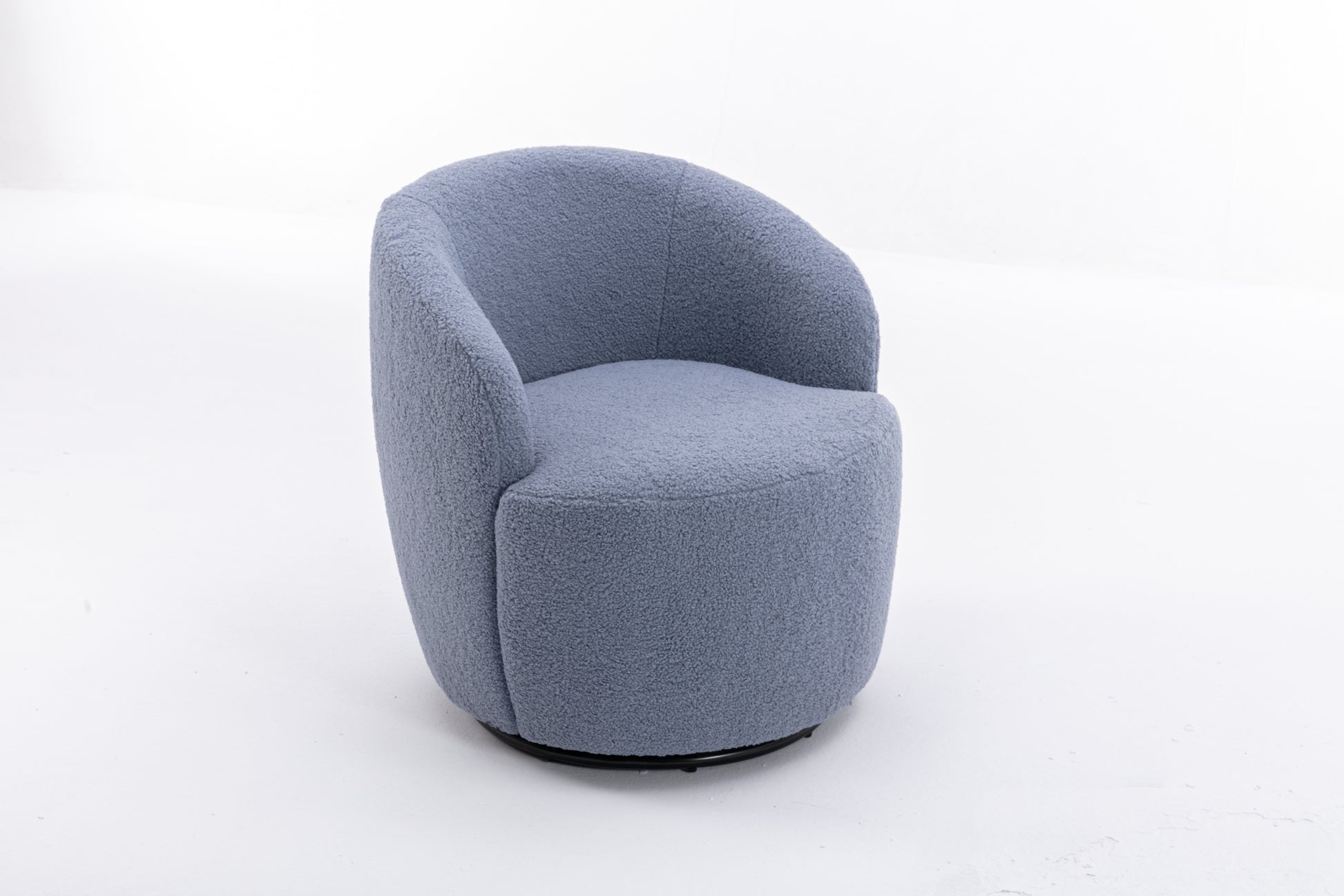 Teddy Fabric Swivel Accent Armchair Barrel Chair With Black Powder Coating Metal Ring,Light Blue Light Blue Foam Wool