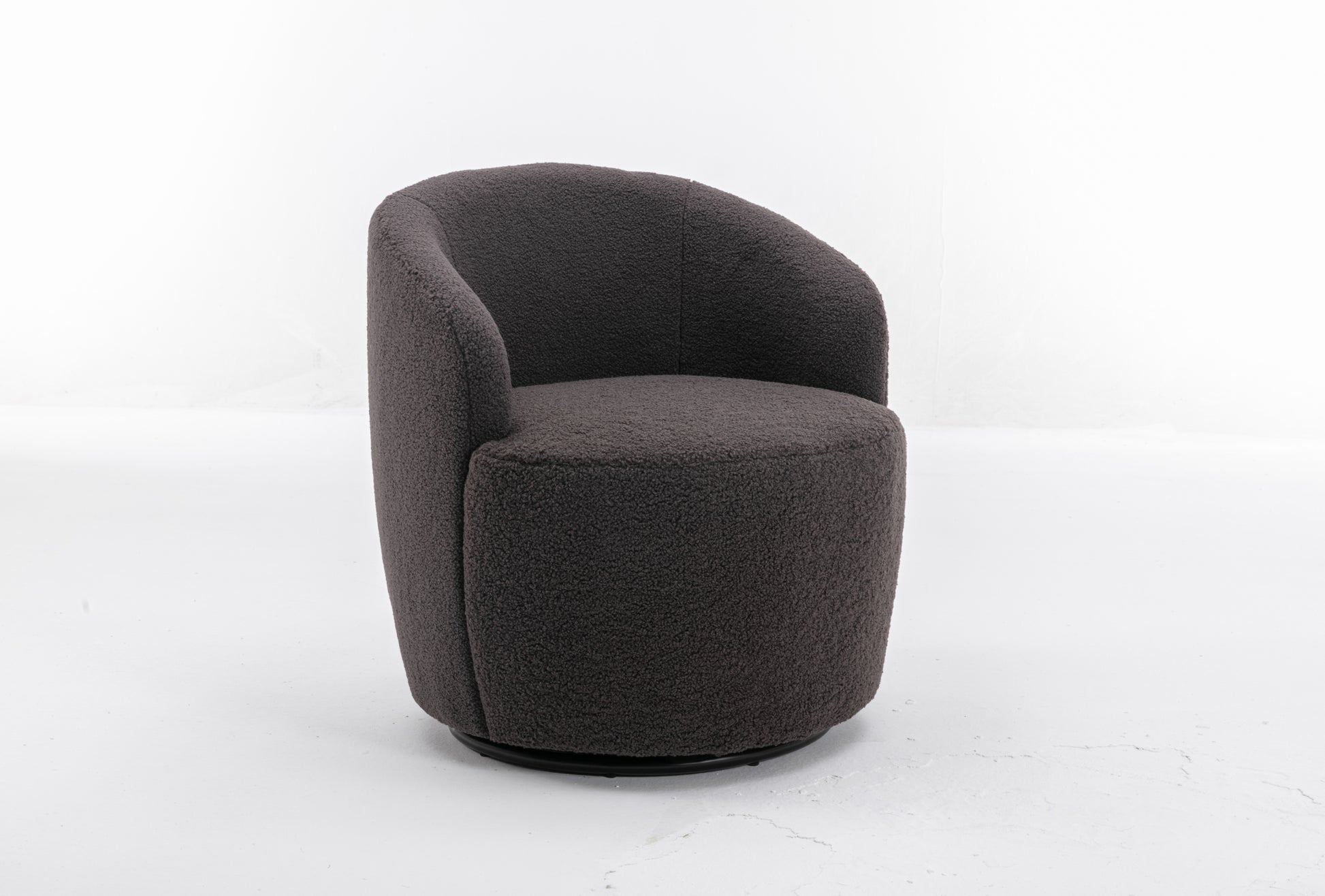 Teddy Fabric Swivel Accent Armchair Barrel Chair With Black Powder Coating Metal Ring,Dark Gray Dark Gray Foam Wool
