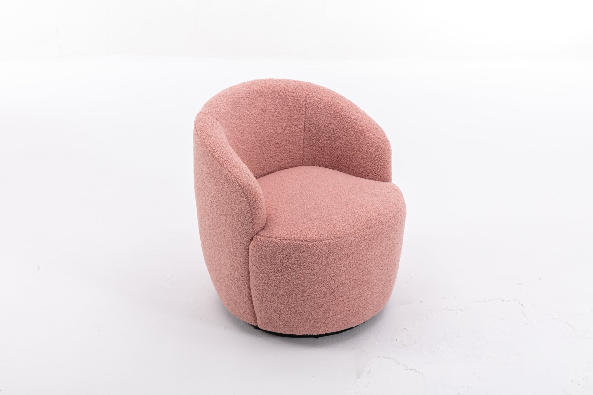 Teddy Fabric Swivel Accent Armchair Barrel Chair With Black Powder Coating Metal Ring,Light Pink Light Pink,Light Pink Foam,Foam Wool,Wool
