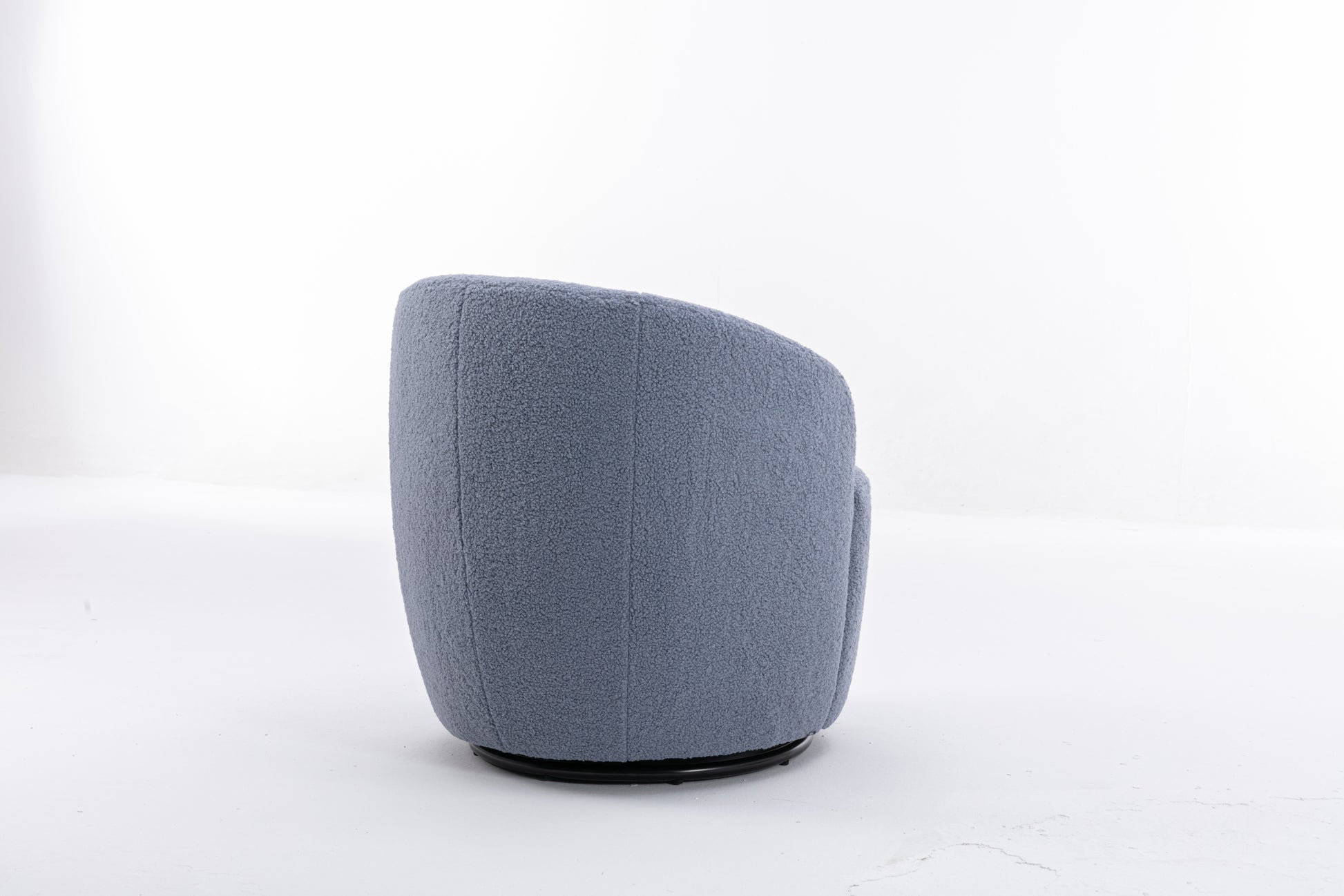 Teddy Fabric Swivel Accent Armchair Barrel Chair With Black Powder Coating Metal Ring,Light Blue Light Blue Foam Wool