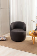 Teddy Fabric Swivel Accent Armchair Barrel Chair With Black Powder Coating Metal Ring,Dark Gray Dark Gray Foam Wool