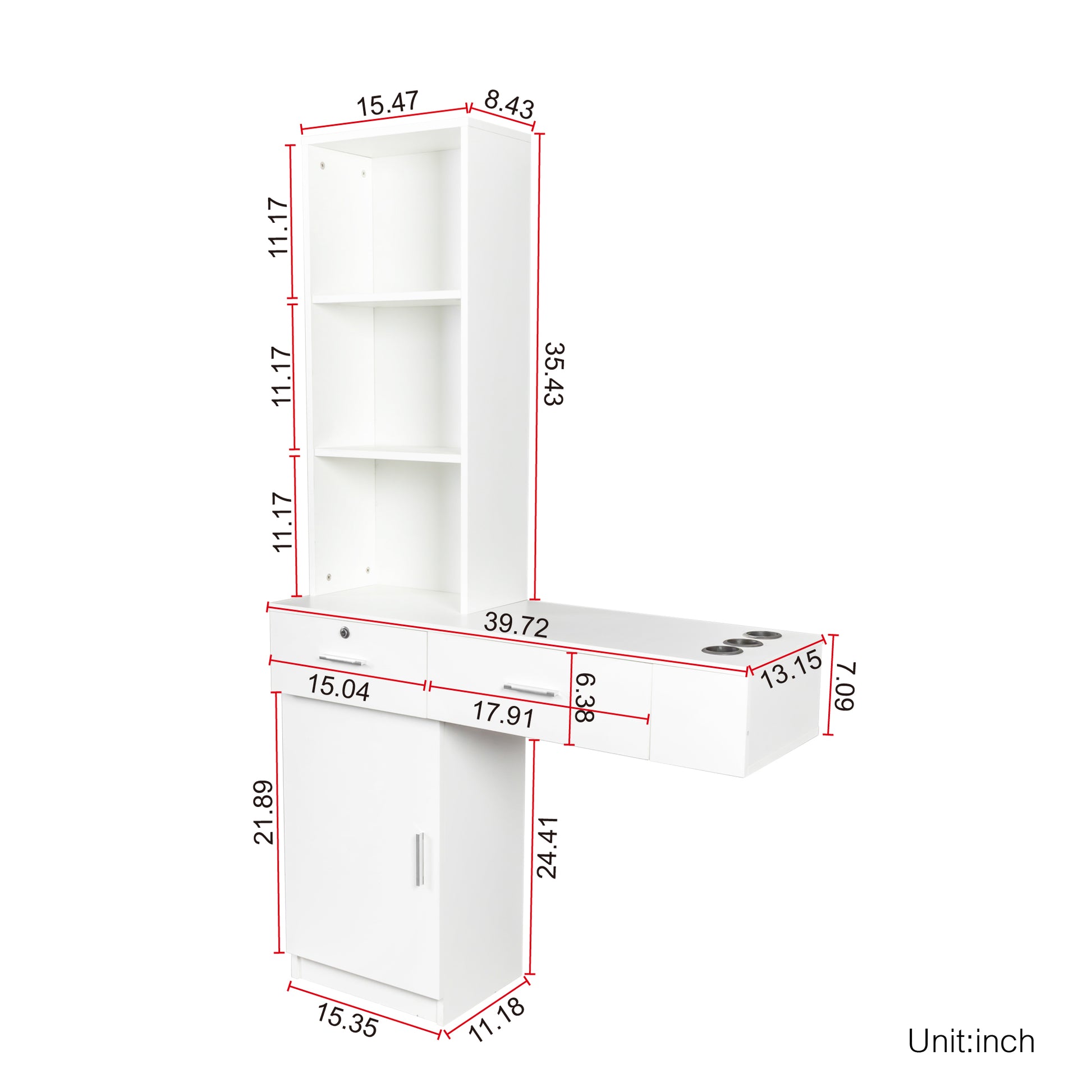 White Modern Simple Hair Desk, Multi Layer Storage, Large Storage Space White Mdf
