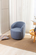 Teddy Fabric Swivel Accent Armchair Barrel Chair With Black Powder Coating Metal Ring,Light Blue Light Blue Foam Wool