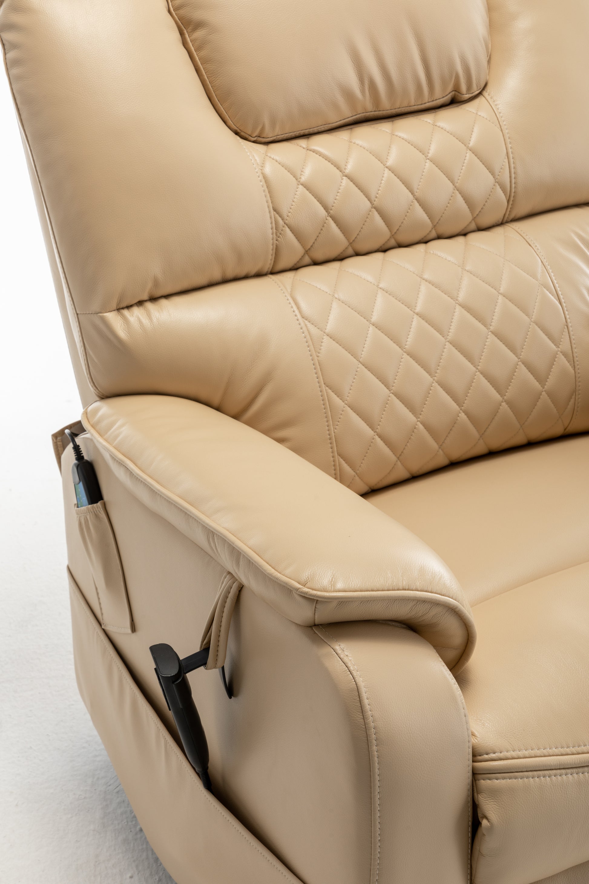 Lounge Chair Lift Chair Relax Sofa Chair Sitting Room Furniture Sitting Room Power Supply Elderly Electric Lounge Chair 180 Degree Lying Flat Beige Yellow Cotton Pu