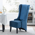 23.03''Wide High Back Velvet Accent Chair, Comfy High Wingback Chair, Living Room Chair With Soft Padded & Wooden Legs, Modern Side Chair For Living Room, Bedroom, Blue Blue Foam Fabric