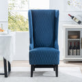 23.03''Wide High Back Velvet Accent Chair, Comfy High Wingback Chair, Living Room Chair With Soft Padded & Wooden Legs, Modern Side Chair For Living Room, Bedroom, Blue Blue Foam Fabric