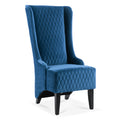 23.03''Wide High Back Velvet Accent Chair, Comfy High Wingback Chair, Living Room Chair With Soft Padded & Wooden Legs, Modern Side Chair For Living Room, Bedroom, Blue Blue Foam Fabric