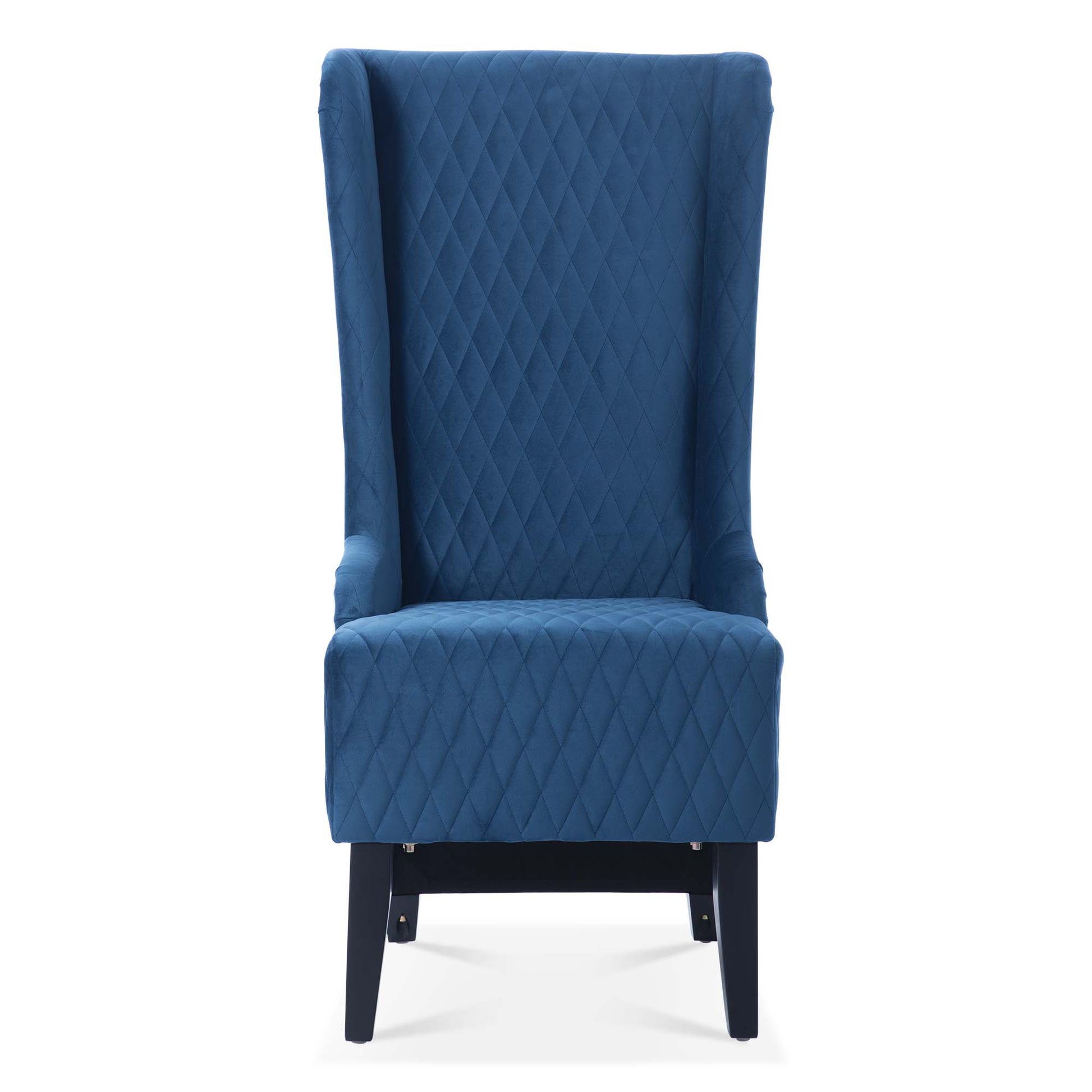 23.03''Wide High Back Velvet Accent Chair, Comfy High Wingback Chair, Living Room Chair With Soft Padded & Wooden Legs, Modern Side Chair For Living Room, Bedroom, Blue Blue Foam Fabric