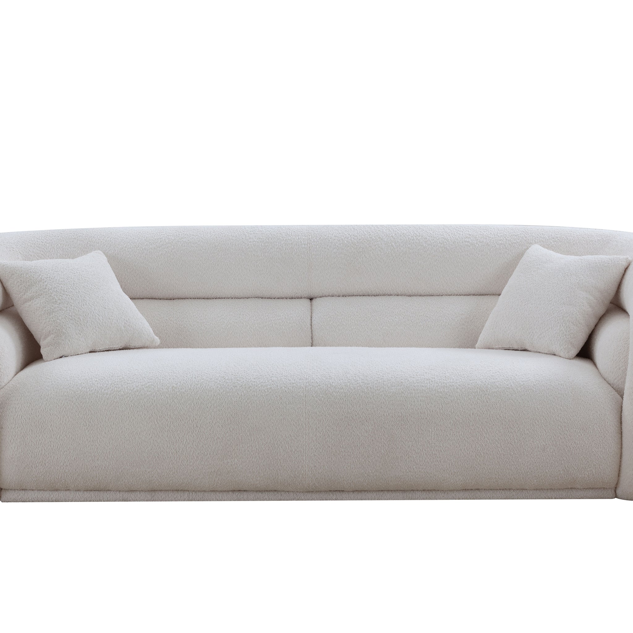 Mid Century Modern Curved Living Room Sofa, 3 Seat Boucle Fabric Couch For Bedroom, Office, Apartment, White White Fabric