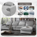 Modern Large L Shape Feather Filled Sectional Sofa, Convertible Sofa Couch With Reversible Chaise For Living Room Light Gray Chenille 5 Seat