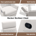 Modern Upholstered Rocker Nursery Chair Plush Seating Glider Swivel Recliner Chair, Beige Beige Linen