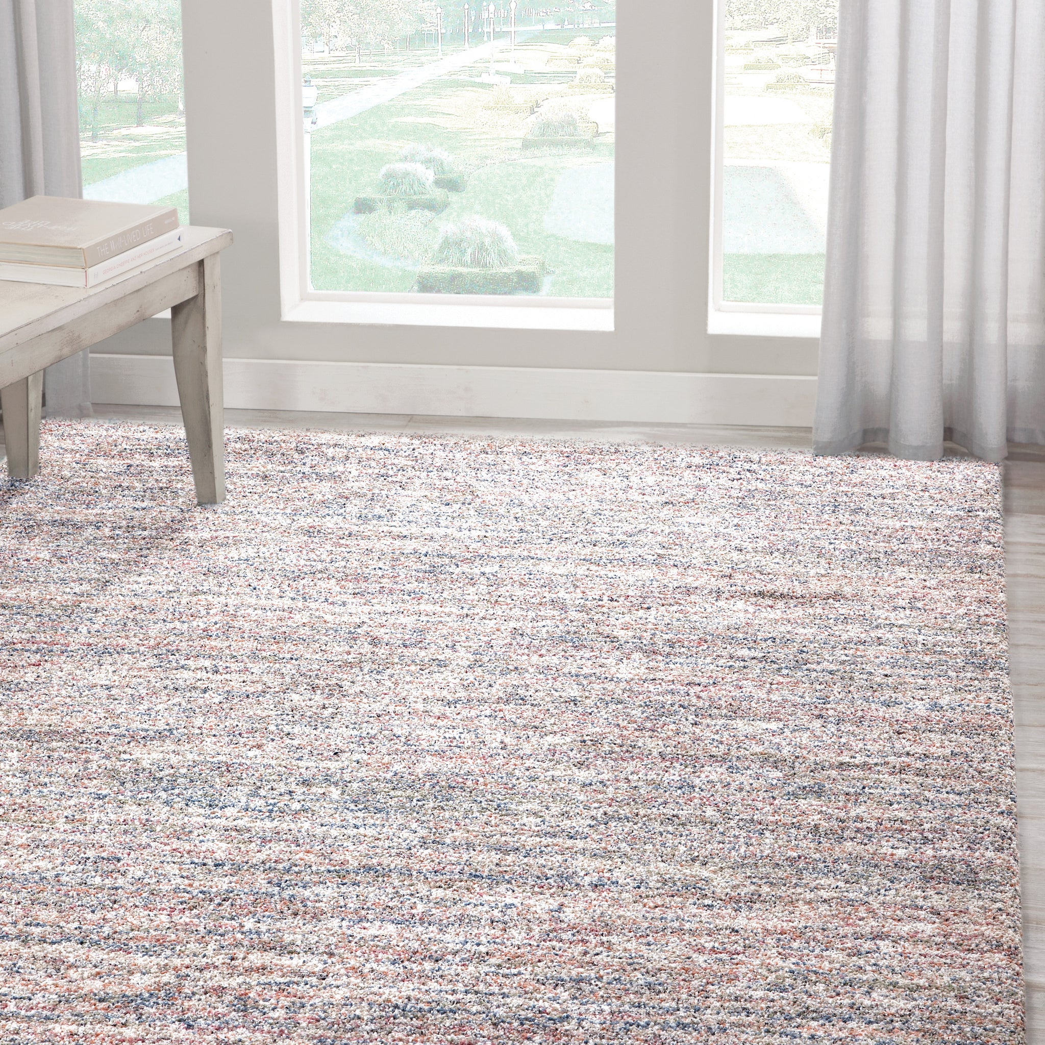 Ivory Multi Striped Area Rug 8X10 Ivory Olefin