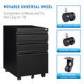 3 Drawer File Cabinet With Lock, Steel Mobile Filing Cabinet On Anti Tilt Wheels, Rolling Locking Office Cabinets Under Desk For Legal Letter Size Black Metal