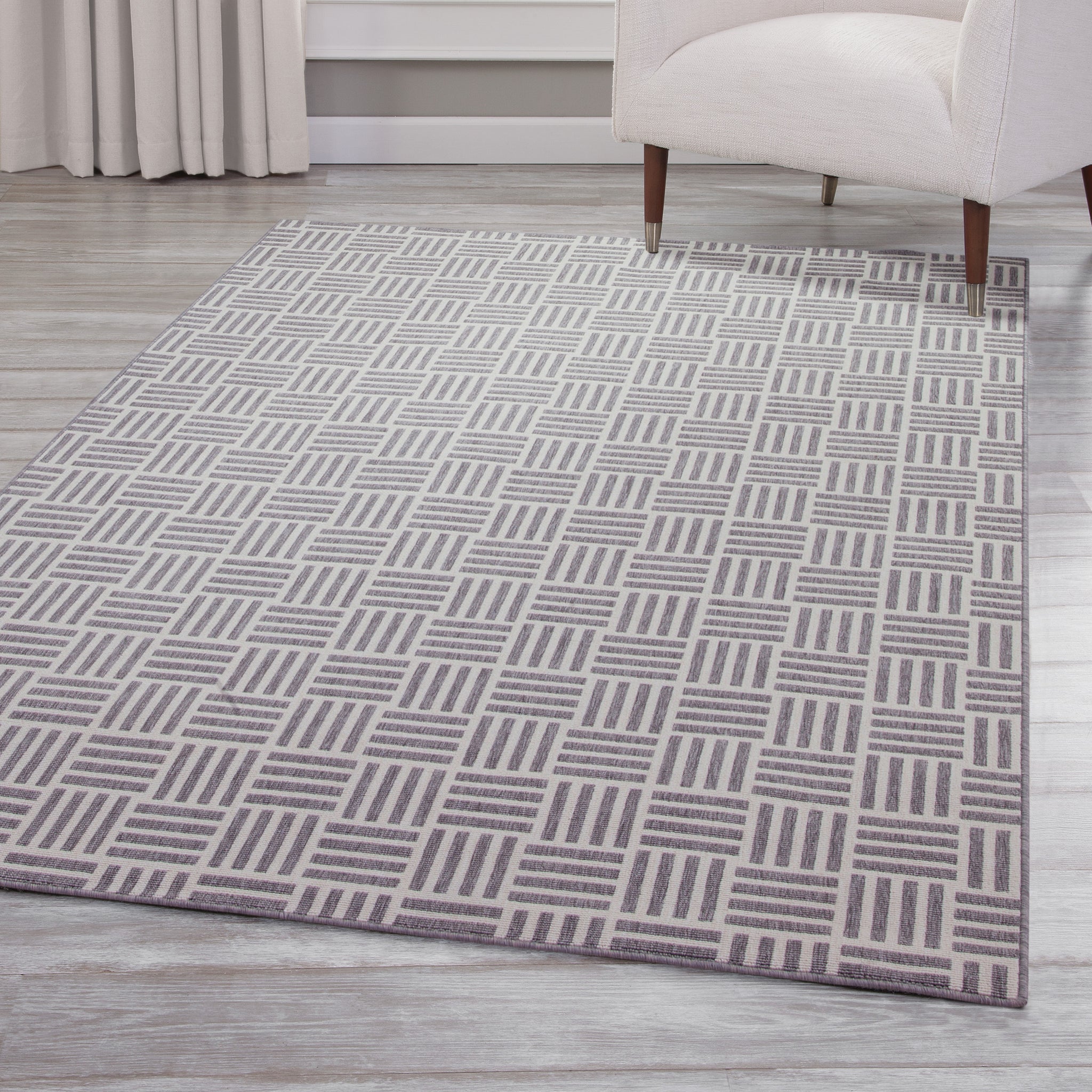 Nantucket White And Gray Polypropylene Indoor Outdoor Area Rug 5X8 White Polypropylene