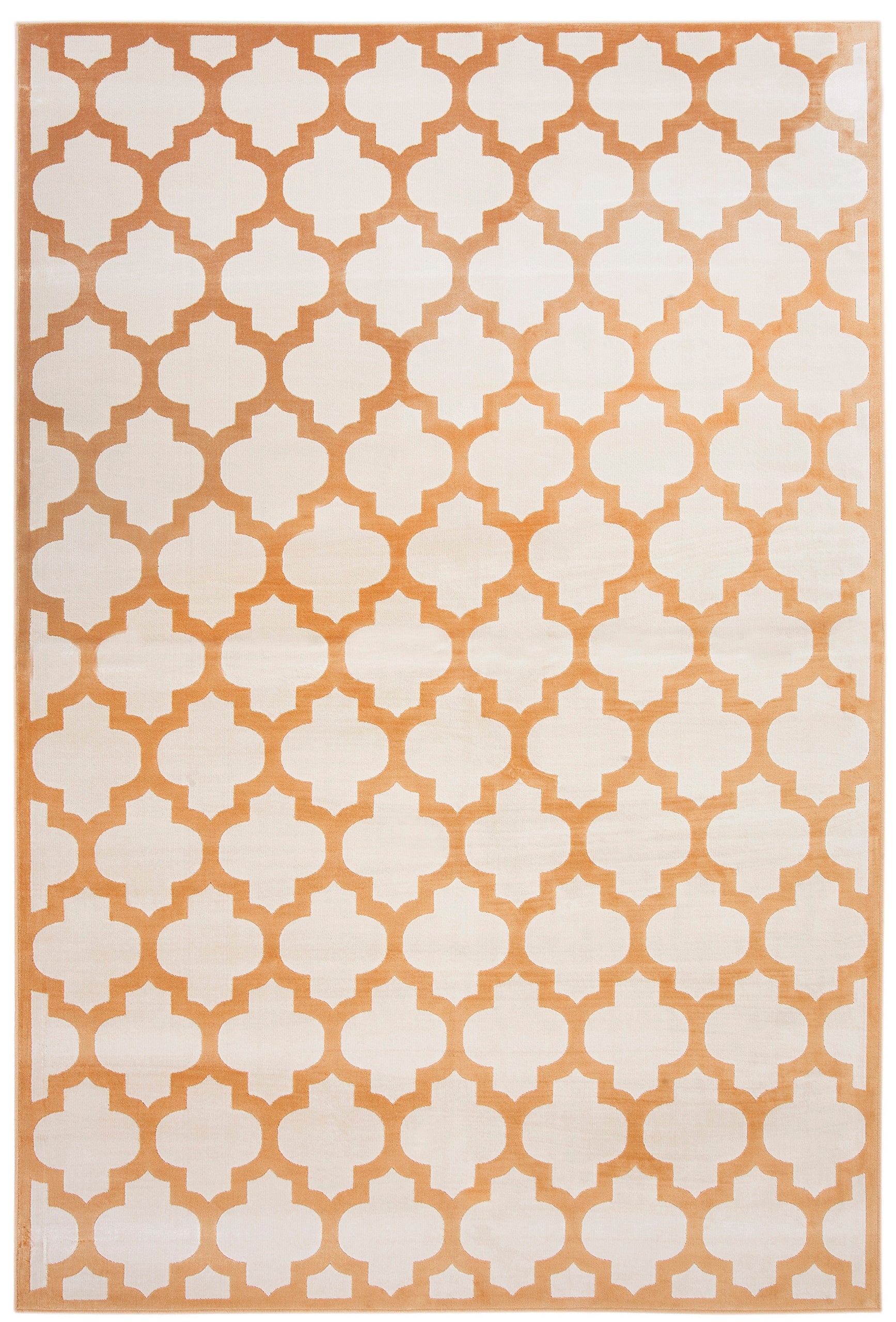 Trellis Tangerine Ivory Area Rug 8X10 Orange Viscose