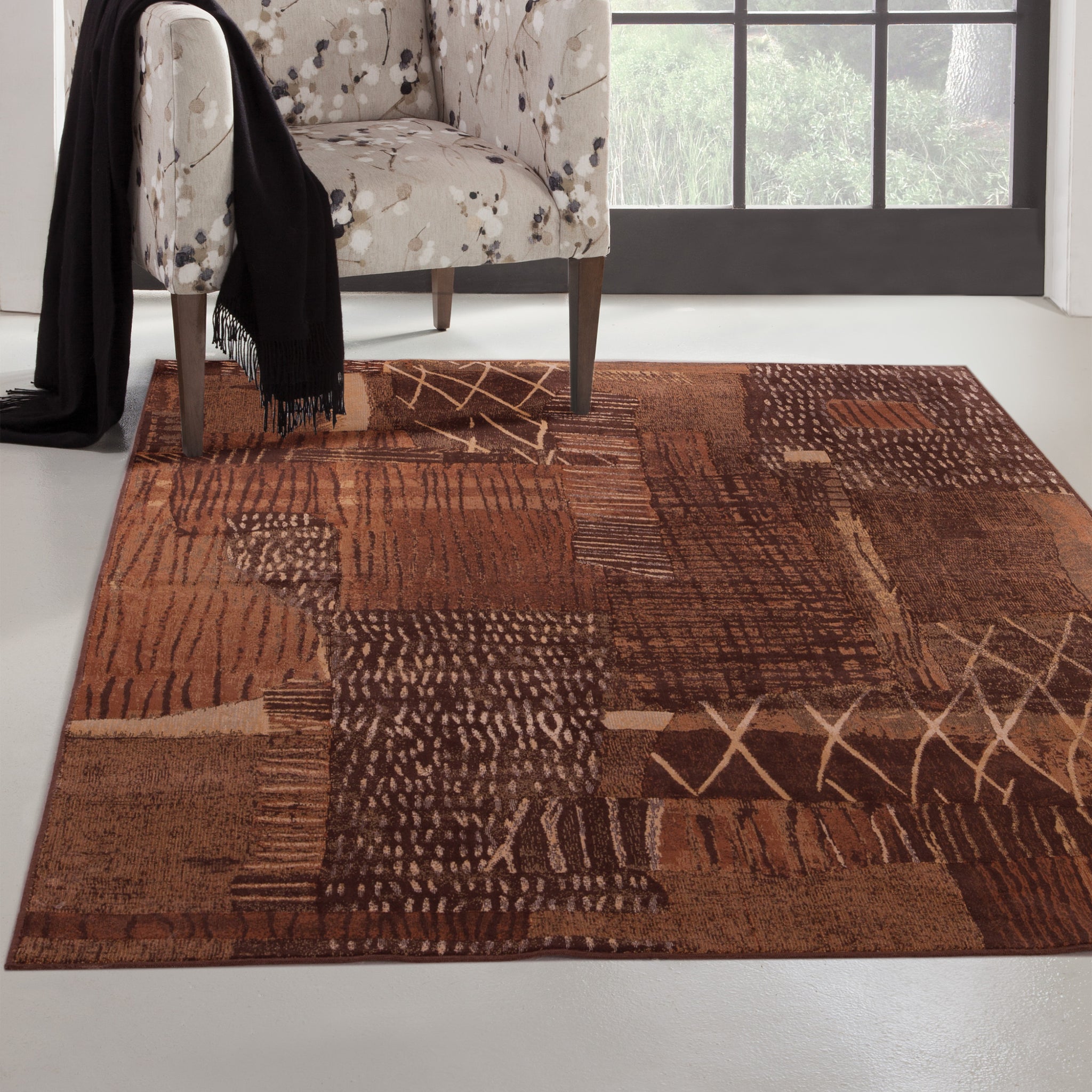 Natoma Rust Brown Golds Area Rug 8X10 Orange Dark Orange Viscose