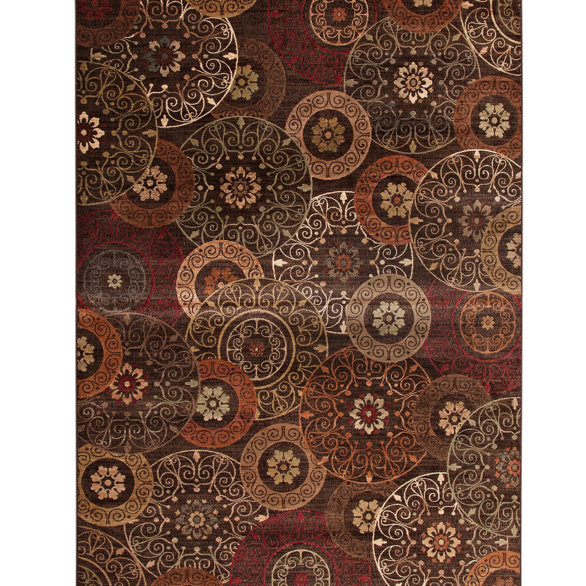 Lundy Rust Brown Ivory Area Rug 8X10 Orange Dark Orange Viscose