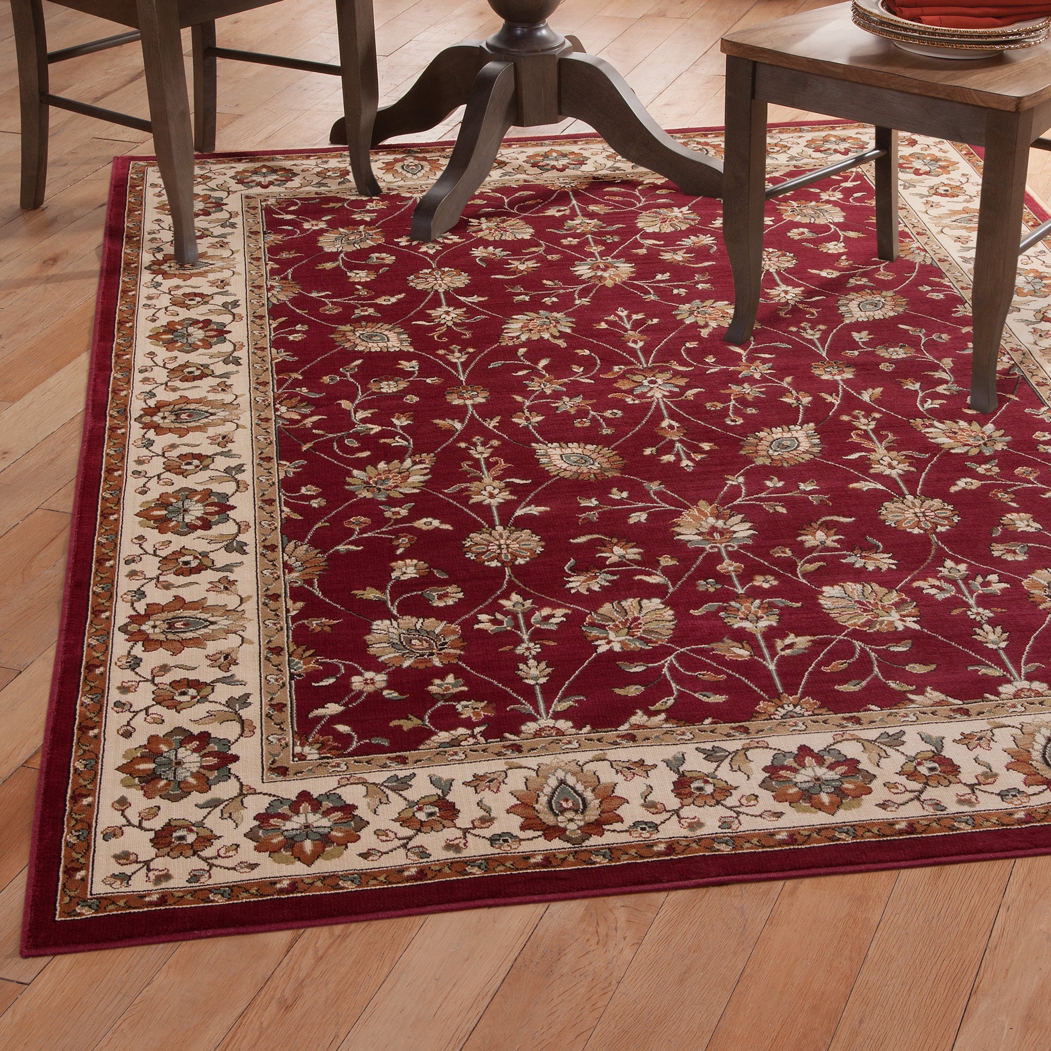 Valentino Red Area Rug 8X10 Red Viscose
