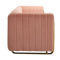 Contemporary Velvet Sofa Couch 84.25''W For Living Room, Pink Pink Velvet Wood Primary Living Space Tufted Back Modern Rolled Arms Foam Velvet 2 Seat