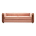 Contemporary Velvet Sofa Couch 84.25''W For Living Room, Pink Pink Velvet Wood Primary Living Space Tufted Back Modern Rolled Arms Foam Velvet 2 Seat