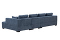 134'' Mid Century Modern Sofa With Right Chaise For Living Room Sofa, Blue Blue Fabric