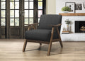 Modern Home Furniture Dark Gray Fabric Upholstered 1Pc Accent Chair Cushion Back And Seat Walnut Finish Solid Rubber Wood Furniture Dark Gray Primary Living Space Retro Solid Wood
