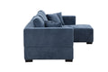 134'' Mid Century Modern Sofa With Right Chaise For Living Room Sofa, Blue Blue Fabric
