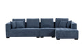 134'' Mid Century Modern Sofa With Right Chaise For Living Room Sofa, Blue Blue Fabric