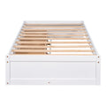 Twin Size Platform Storage Bed With 3 Drawers,White White Solid Wood