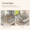 6 Piece Rubber Wood Dining Table Set With Beautiful Wood Grain Pattern Tabletop Solid Wood Veneer And Soft Cushion Natural Wood Wash Natural Wood Wash Solid Wood