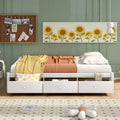 Twin Size Platform Storage Bed With 3 Drawers,White White Solid Wood