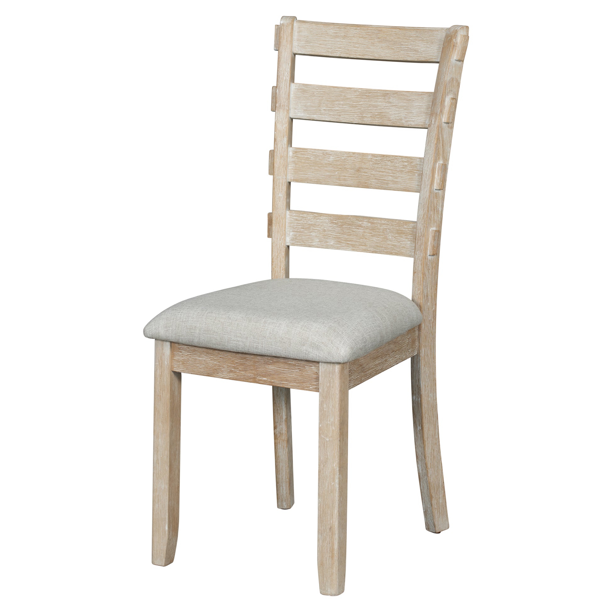 6 Piece Rubber Wood Dining Table Set With Beautiful Wood Grain Pattern Tabletop Solid Wood Veneer And Soft Cushion Natural Wood Wash Natural Wood Wash Solid Wood