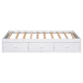 Twin Size Platform Storage Bed With 3 Drawers,White White Solid Wood