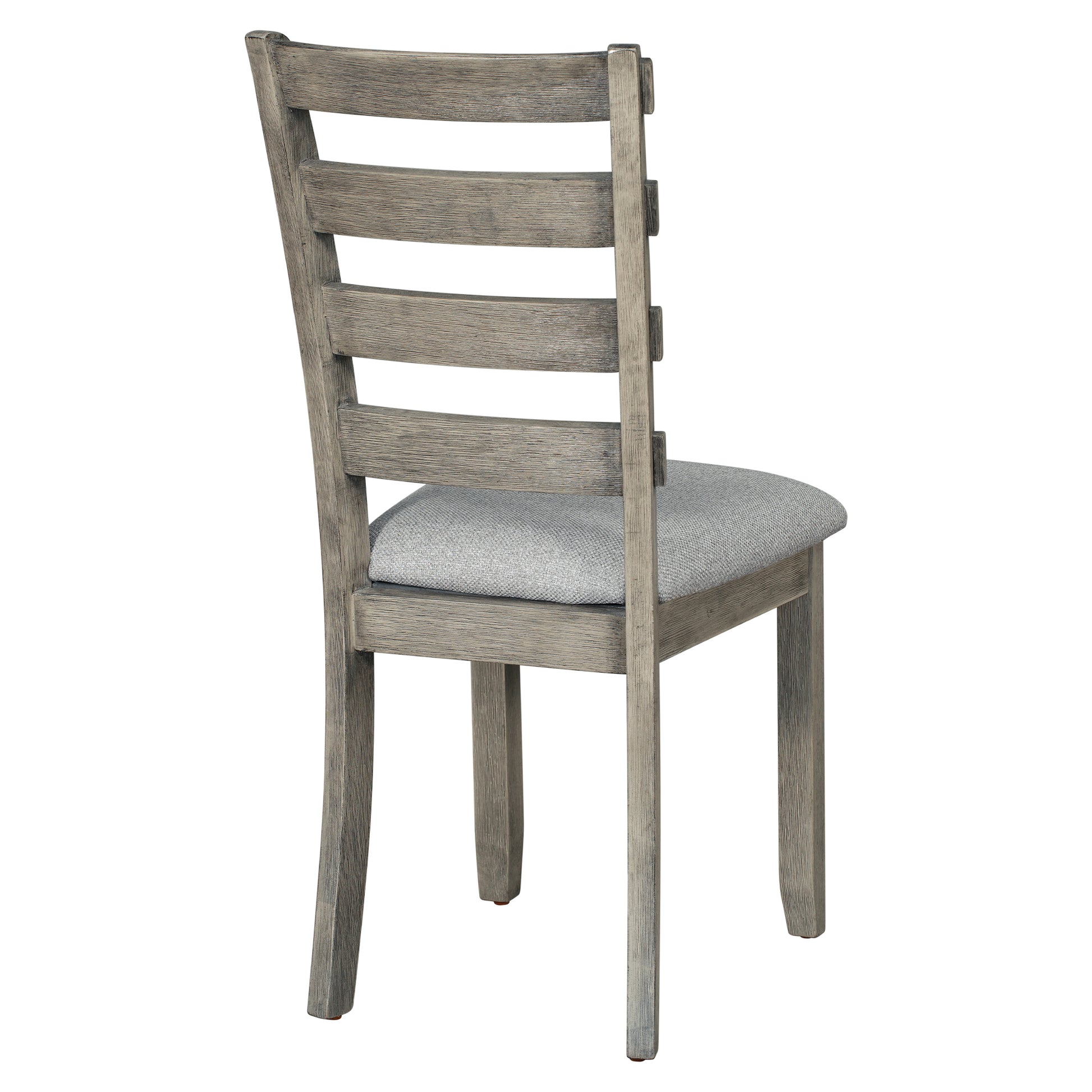 6 Piece Rubber Wood Dining Table Set With Beautiful Wood Grain Pattern Tabletop Solid Wood Veneer And Soft Cushion Gray Gray Solid Wood