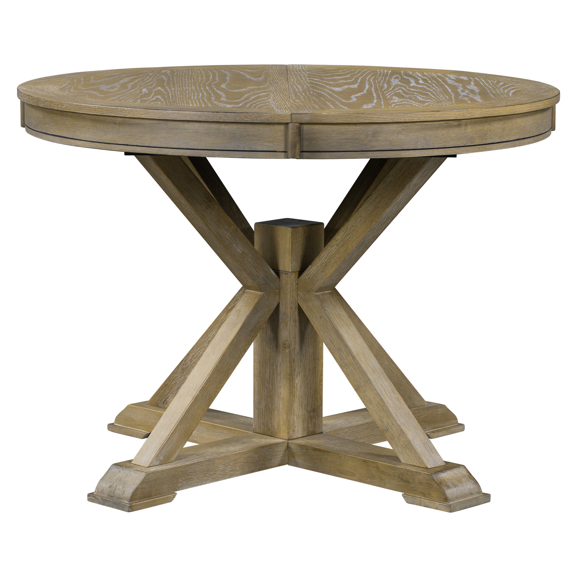 Retro Functional Extendable Dining Table With A 12" Leaf For Dining Room And Living Room Natural Wood Wash Natural Wood Wash Solid Wood Mdf