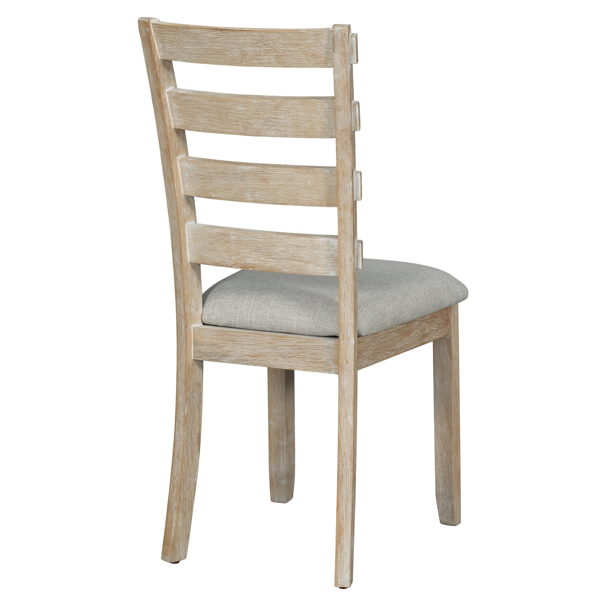 6 Piece Rubber Wood Dining Table Set With Beautiful Wood Grain Pattern Tabletop Solid Wood Veneer And Soft Cushion Natural Wood Wash Natural Wood Wash Solid Wood