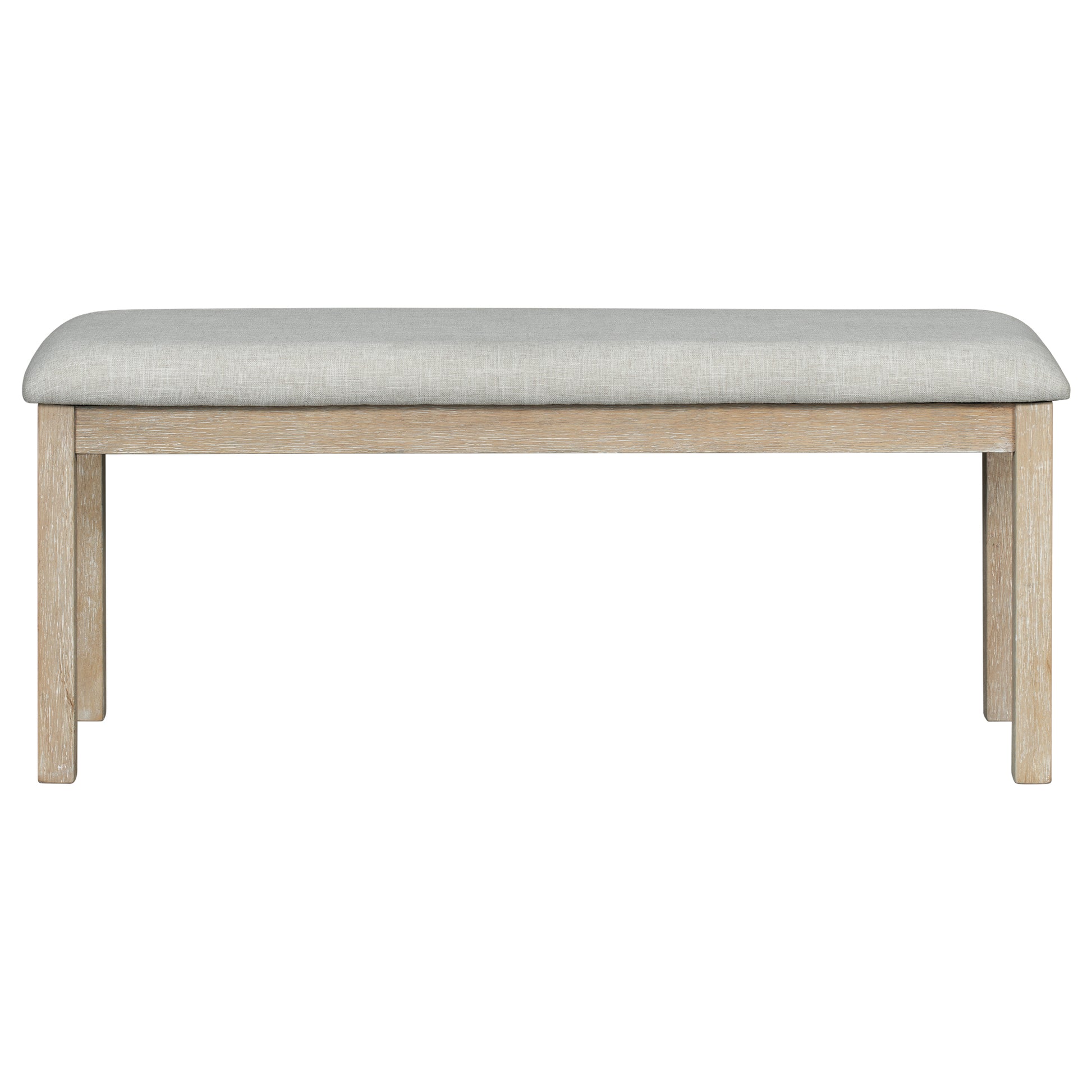 6 Piece Rubber Wood Dining Table Set With Beautiful Wood Grain Pattern Tabletop Solid Wood Veneer And Soft Cushion Natural Wood Wash Natural Wood Wash Solid Wood