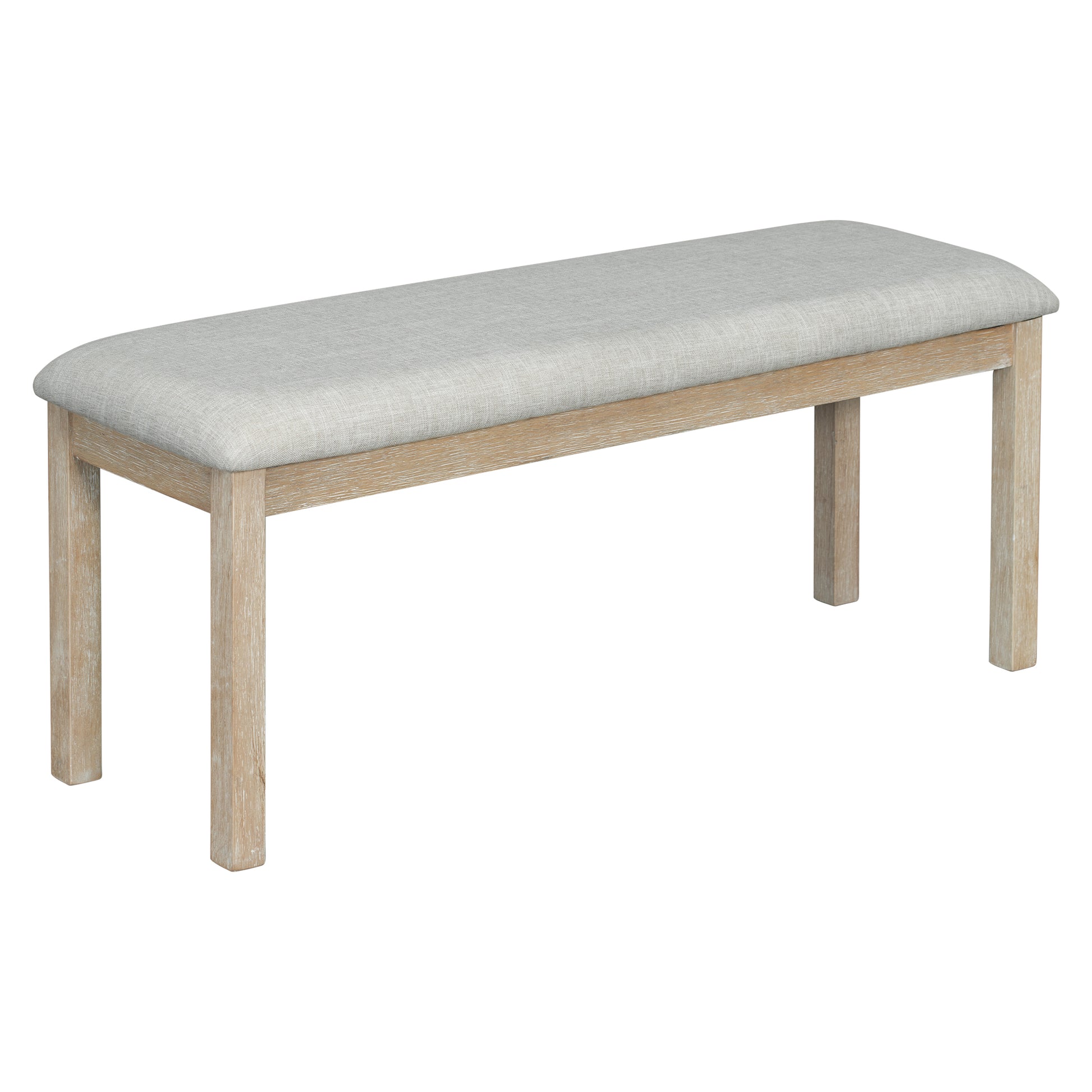 6 Piece Rubber Wood Dining Table Set With Beautiful Wood Grain Pattern Tabletop Solid Wood Veneer And Soft Cushion Natural Wood Wash Natural Wood Wash Solid Wood